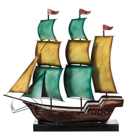 Nautical Home Decor Metal Sailboat Centerpiece Ship Decor Desktop Decoration, Color